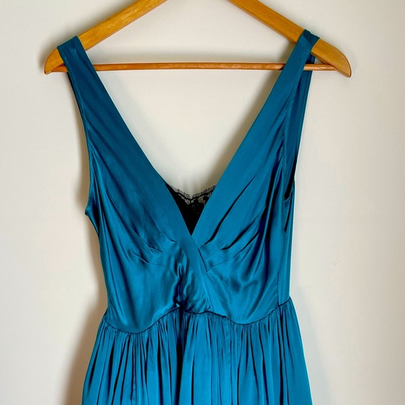 Anthropologie teal silk dress - Picture 2 of 7